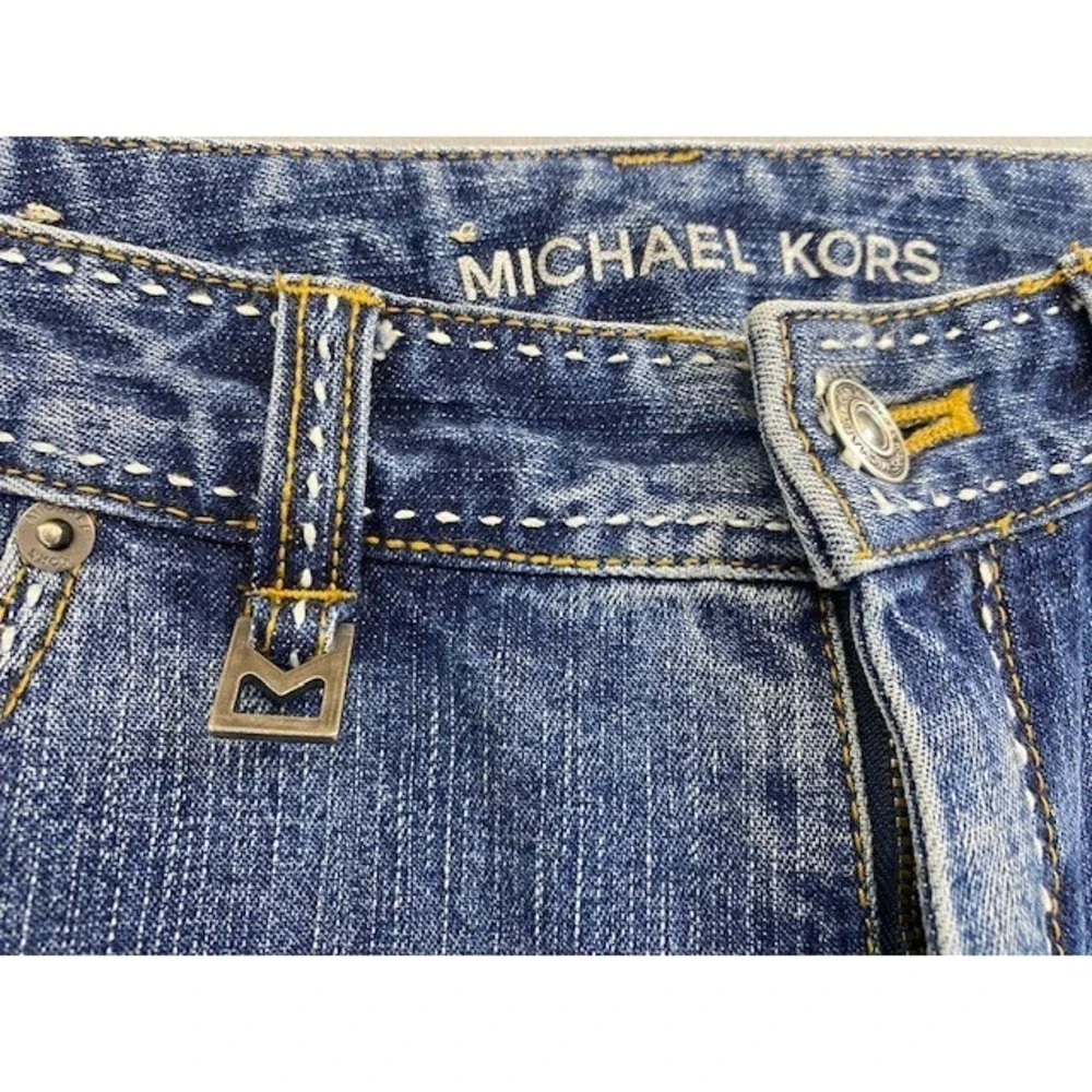 Michael Kors Womens Size 6/31 Blue Wash‎ Denim Bootcut Jeans Embellished Pockets